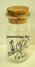 Wheaton Glass Seasoning Salt Vtg 1970s Clear Botanical Art Spice Jar w/ Cork Top - £16.49 GBP