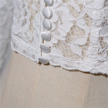 White Retro Square Neck Lace Shirt Button Down Wedding Bridal Lace Crop Shirts image 9