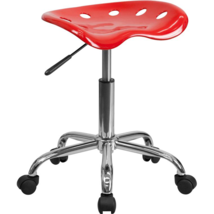 Vibrant Red Tractor Seat and Chrome Stool - £88.60 GBP