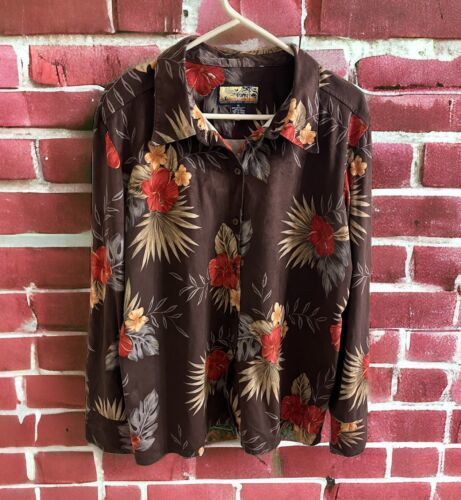 Primary image for Havana Jacks Café Shirt Mens SIZE XL Hawaiian Tropical Long Sleeve ultra suede