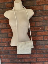 Ivory Pearl Crossbody Purse Evening Formal Wear Shoulder Bag Classy Elegant - £18.77 GBP