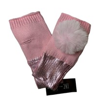INC International Concepts Pink Fingerless Mittens with White Pom New - £14.34 GBP