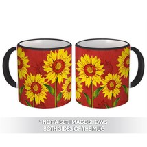 Rustic Sunflowers Row : Gift Mug Stems Field Pattern Home Decor Anniversary Gran - £12.57 GBP
