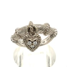 Vtg Sterling Signed Judith Ripka Thailand Twisted Rope Heart Dangle Ring Band 6 - £54.51 GBP