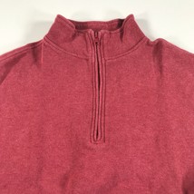 Orvis Sweater Mens Medium Red Quarter Zip Long Sleeve Thick Cotton Long Sleeve - £14.89 GBP