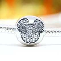 925 Sterling Silver Mickey Pave Clip Charm Bead For European Bracelet - £12.50 GBP