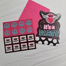 Rocker Princess Party Invitations With Envelopes Stickers Pink Black 8 count - £7.98 GBP