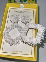Christian Siriano NY hand Beaded Earrings white New in box - £51.53 GBP