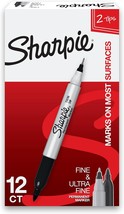 Sharpie Twin Tip Permanent Markers, Fine And Ultra Fine, Black, 12 Count - $41.05 CAD