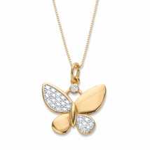 PalmBeach Jewelry Gold-Plated Genuine Diamond Butterfly Pendant Necklace 18&quot; - £23.48 GBP