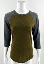 LuLaRoe Randy Top Size Small Gray Olive Green 3/4 Sleeve Raglan Tee Shirt - $5.94