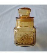 Vintage Wheaton NJ Honey Amber Colored Glass Candy Jar with Heart and Fish - $21.66