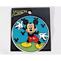 Dancing Mickey Mouse Blue Sparkle Button Pin Brooch Acrylic Vintage 80s ... - $269.32 MXN