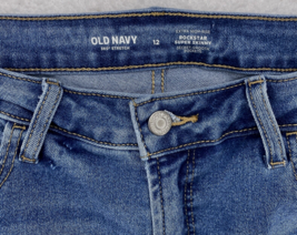 Old Navy Jeans Women Size 12 Extra Hi-Rise Super Skinny Raw Hem Blue Fade Denim - £11.68 GBP