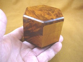 (BOX-262) BURL BOX hexagon med Thuya Wood African carved carving Morocco Exotic - £27.06 GBP