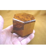 (BOX-262) BURL BOX hexagon med Thuya Wood African carved carving Morocco... - $46.11 CAD