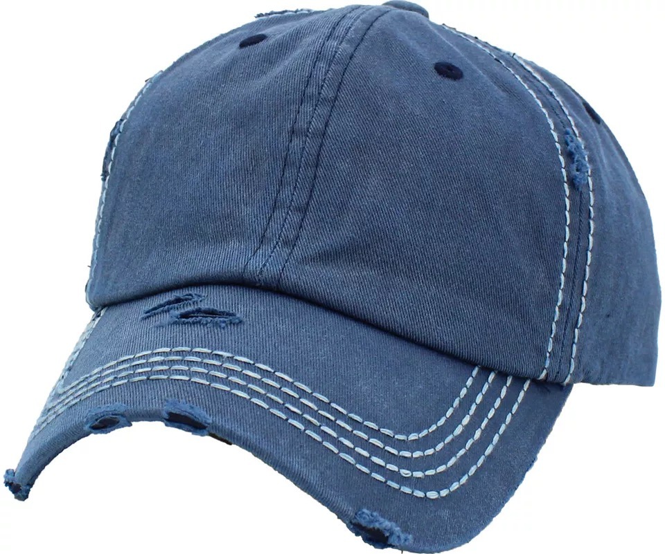 Navy Vintage Washed Distressed Cotton Stitching Hat Baseball Cap Adjustable - $24.99