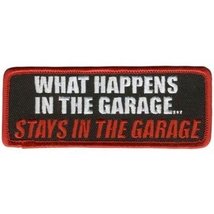 What Happens In The Garage Funny Biker Fun Vest Patch!! - £4.99 GBP