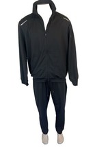 Men&#39;s Black Sport Outfit Set. Jacket And Drawstring Pant. 2XL. 100% Poly... - £44.21 GBP