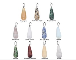 Natural Stone teardrop-shaped design, Oval Long Tears pendants Women Men UK gift - £3.99 GBP