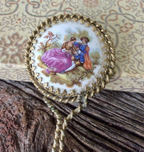 Victorian Style Hand Mirror for Child or Doll in Porcelain and Gold - £23.89 GBP