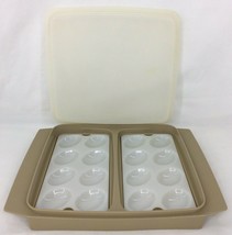 Vintage Tupperware Deviled Egg Keeper Container 723 2  Almond/Beige White Trays - £14.60 GBP