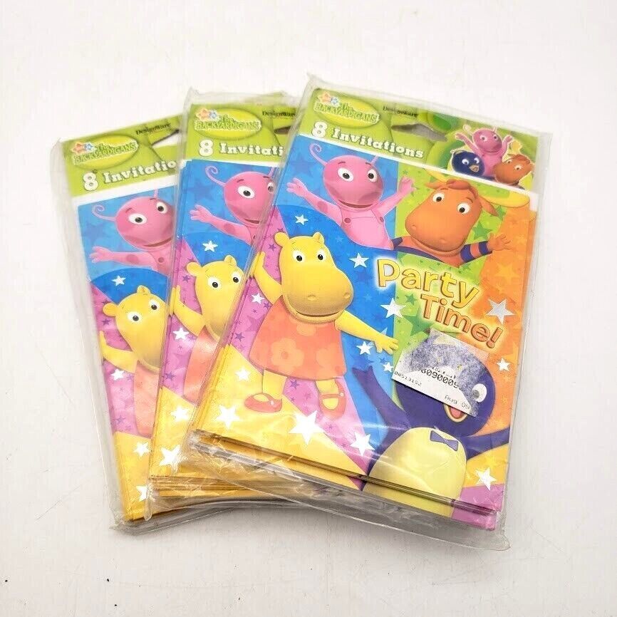 Vintage THE BACKYARDIGANS Birthday Invitations Cards Party Time! (3 Packs) NEW - $14.80