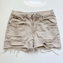 Vintage Lee Cutoff Jean Shorts Size 30 Tan Denim Distressed 1980s 1990s ... - $27.72