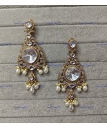 VeroniQ Trends-Traditional Victorian Gold Plated Pearl And Polki Earrings - $138.74 CAD