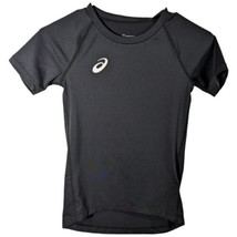 Kids Black Compression Shirt Asics Youth Medium Active Wear Workout Top - $24.90