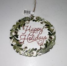 P.Graham Dunn Christmas Holiday HAPPY HOLIDAYS Wood Ornament - NEW! - $189.87 MXN