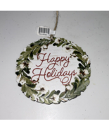 P.Graham Dunn Christmas Holiday HAPPY HOLIDAYS Wood Ornament - NEW! - $9.99