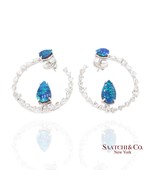 18K (750) White Gold Natural Diamond and Natural Opal Earring - $3,762.00
