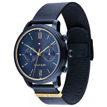 Montre pour femme Tommy Hilfiger à quartz en acier inoxydable cadran ble... - £101.30 GBP