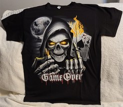 Skull Game Over Ace Of Spades Card Lighter Flames Moon Skeleton T-SHIRT Shirt - £8.86 GBP+