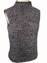 Talbots mock neck sleeveless black white herringbone cotton sweater ladi... - $32.80
