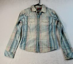 Tilt Button Up Shirt Youth Medium Multi Plaid Cotton Long Sleeve Pocket ... - $10.19