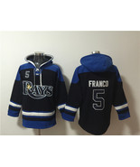 Men&#39;s Tampa Bay Rays #5 Wander Franco Black Blue Lace-Up Pullover Hoodie - $75.99