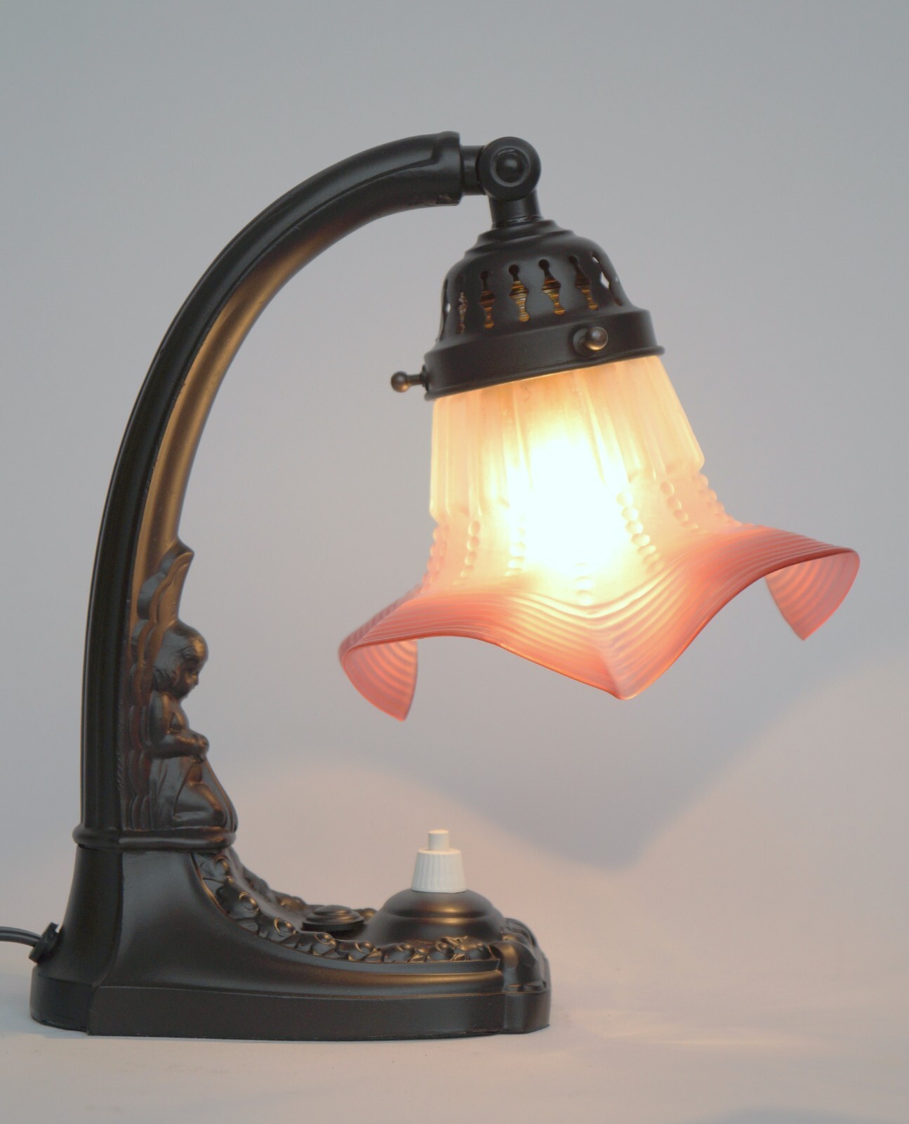 Romantic Original Art Nouveau Table Lamp " Litte Maiden " Shabby Chic Piano Item image 7