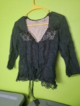 Quizz Bazaar Top Black Lace Top Blouse Vtg Y2k Medium Womens  - $29.40