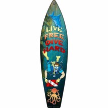 Live Free Dive Hard Novelty Mini Metal Surfboard MSB-077 - £13.33 GBP