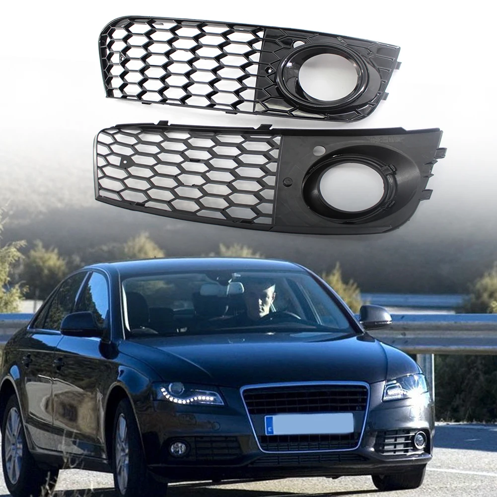 Car Front Grill Mesh Left Right Honeycomb Grille Fog Light Cover for Audi A4 B - £24.98 GBP