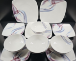 11 Pc Mikasa Kya Square Dinner Salad Plates Soup Cereal Bowl Set Blue Pu... - $135.50