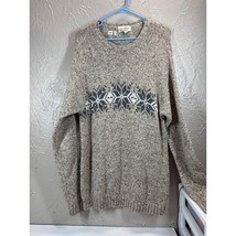 Eddie Bauer Sweater Men&#39;s Tan Wool Blend Snowflakes Winter Pullover Tall... - $818.55 MXN