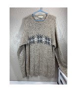 Eddie Bauer Sweater Men&#39;s Tan Wool Blend Snowflakes Winter Pullover Tall... - $818.55 MXN