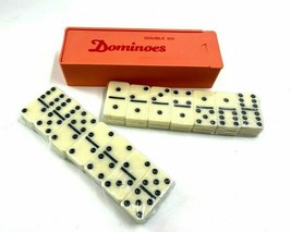 Standard DOMINOES Set of 28 Double Six Domino Tiles With Plastic Case - $8.29