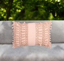 14&quot; X 20&quot; Pastel Pink Handmade Indoor Outdoor Throw Pillow Cover With Ta... - $73.49