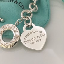 Medium Please Return to Tiffany &amp; Co Sterling Silver Heart Tag Toggle Bracelet - £385.53 GBP