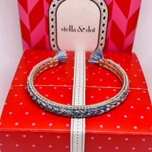 Stella &amp; Dot Silver Blue Braided Wanderer Cuff Bracelet - $19.40