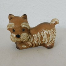 Brown &amp; White Scottie Dog Ceramic Figurine Scottish Terrier 2&quot; High x 3&quot; Long - £11.41 GBP